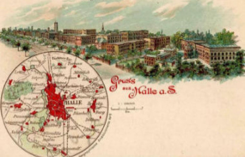 Klinikum Halle historische Postkarte