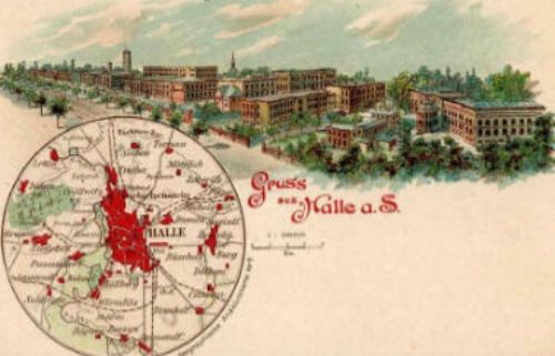 Klinikum Halle - Historische Postkarte